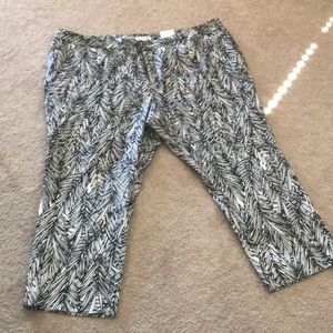 Fern Leaf Design Capri Pants
